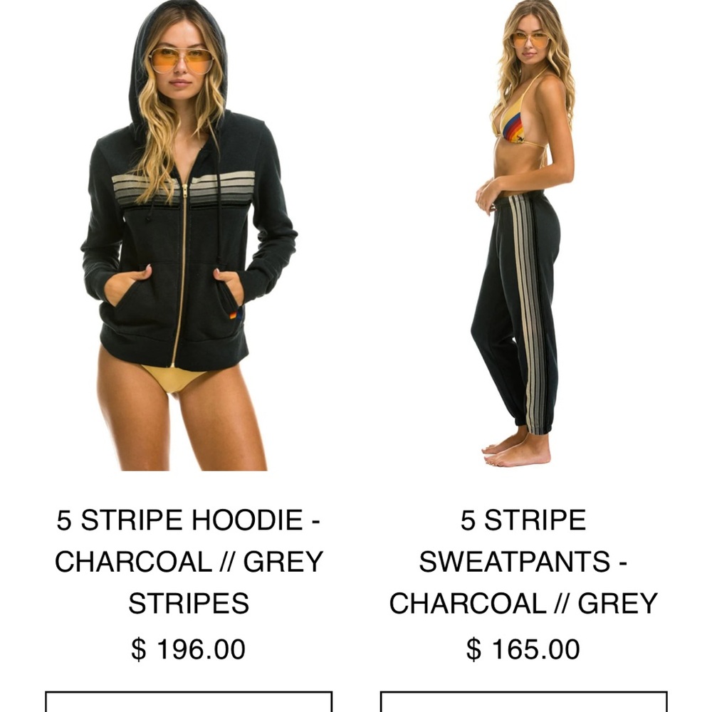 Aviator Nation 5 stripe hoodie/sweatpants set XS